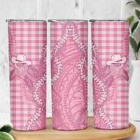 Pink Hawaii Palaka Cowboy Turtle Skinny Tumbler Hawaiian Paniolo Puakenikeni Maile Lei - Polynesian Pride