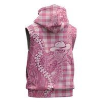 Pink Hawaii Palaka Cowboy Turtle Sleeveless Zip Hoodie Hawaiian Paniolo Puakenikeni Maile Lei - Polynesian Pride