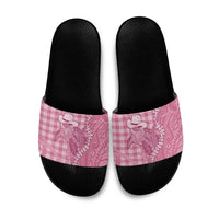 Pink Hawaii Palaka Cowboy Turtle Slide Sandals Hawaiian Paniolo Puakenikeni Maile Lei - Polynesian Pride