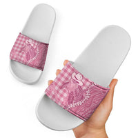 Pink Hawaii Palaka Cowboy Turtle Slide Sandals Hawaiian Paniolo Puakenikeni Maile Lei - Polynesian Pride