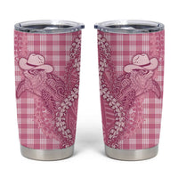 Pink Hawaii Palaka Cowboy Turtle Tumbler Cup Hawaiian Paniolo Puakenikeni Maile Lei - Polynesian Pride