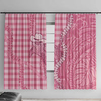 Pink Hawaii Palaka Cowboy Turtle Window Curtain Hawaiian Paniolo Puakenikeni Maile Lei - Polynesian Pride