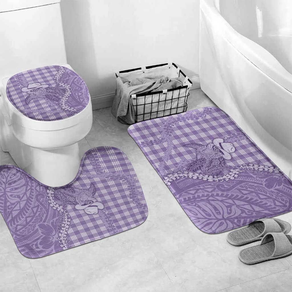 Purple Hawaii Palaka Cowboy Turtle Bathroom Set Hawaiian Paniolo Puakenikeni Maile Lei - Polynesian Pride