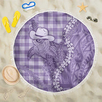 Purple Hawaii Palaka Cowboy Turtle Beach Blanket Hawaiian Paniolo Puakenikeni Maile Lei - Polynesian Pride