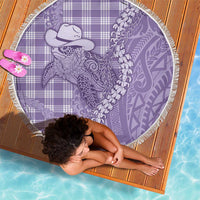 Purple Hawaii Palaka Cowboy Turtle Beach Blanket Hawaiian Paniolo Puakenikeni Maile Lei - Polynesian Pride