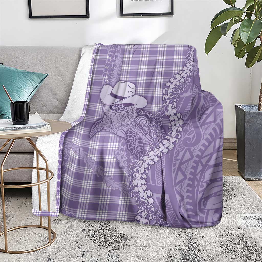 Purple Hawaii Palaka Cowboy Turtle Blanket Hawaiian Paniolo Puakenikeni Maile Lei - Polynesian Pride