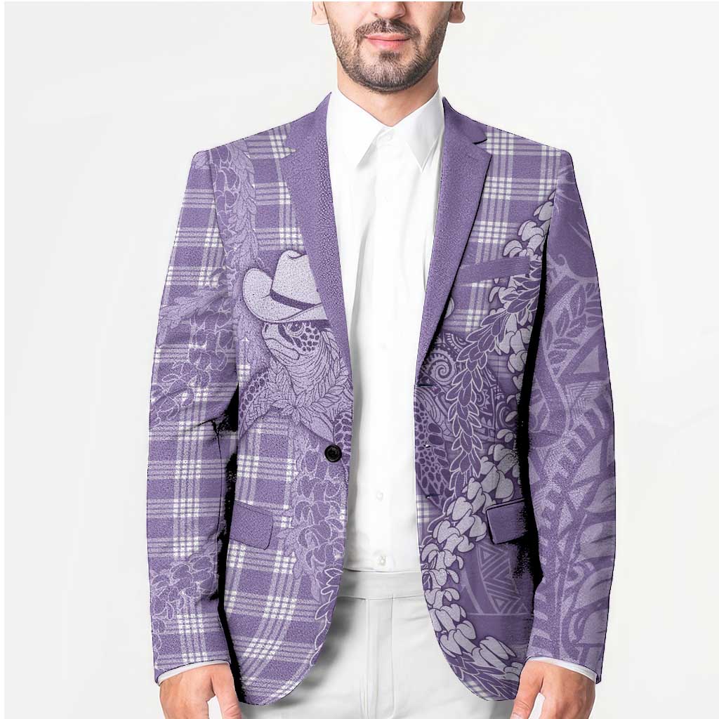 Purple Hawaii Palaka Cowboy Turtle Blazer Hawaiian Paniolo Puakenikeni Maile Lei - Polynesian Pride
