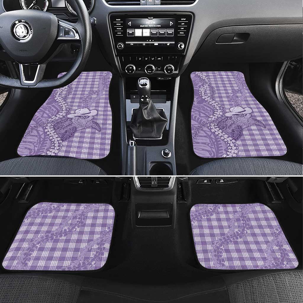 Purple Hawaii Palaka Cowboy Turtle Car Mats Hawaiian Paniolo Puakenikeni Maile Lei - Polynesian Pride