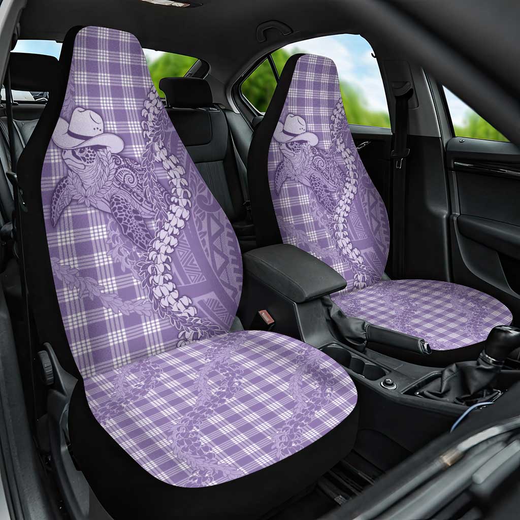 Purple Hawaii Palaka Cowboy Turtle Car Seat Cover Hawaiian Paniolo Puakenikeni Maile Lei - Polynesian Pride