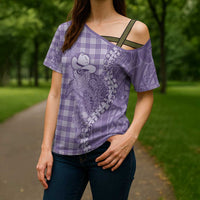 Purple Hawaii Palaka Cowboy Turtle Cross Shoulder Shirt Hawaiian Paniolo Puakenikeni Maile Lei - Polynesian Pride