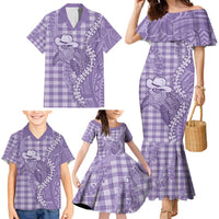 Purple Hawaii Palaka Cowboy Turtle Family Matching Mermaid Dress and Hawaiian Shirt Hawaiian Paniolo Puakenikeni Maile Lei - Polynesian Pride
