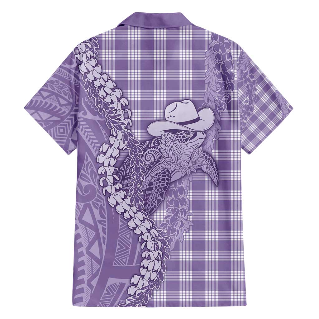Purple Hawaii Palaka Cowboy Turtle Family Matching Tank Maxi Dress and Hawaiian Shirt Hawaiian Paniolo Puakenikeni Maile Lei - Polynesian Pride