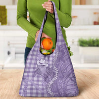 Purple Hawaii Palaka Cowboy Turtle Grocery Bag Hawaiian Paniolo Puakenikeni Maile Lei - Polynesian Pride