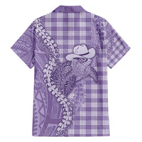 Purple Hawaii Palaka Cowboy Turtle Hawaiian Shirt Hawaiian Paniolo Puakenikeni Maile Lei - Polynesian Pride