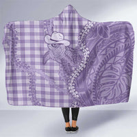 Purple Hawaii Palaka Cowboy Turtle Hooded Blanket Hawaiian Paniolo Puakenikeni Maile Lei - Polynesian Pride