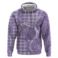Purple Hawaii Palaka Cowboy Turtle Hoodie Hawaiian Paniolo Puakenikeni Maile Lei - Polynesian Pride