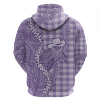 Purple Hawaii Palaka Cowboy Turtle Hoodie Hawaiian Paniolo Puakenikeni Maile Lei - Polynesian Pride