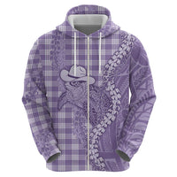Purple Hawaii Palaka Cowboy Turtle Hoodie Hawaiian Paniolo Puakenikeni Maile Lei - Polynesian Pride