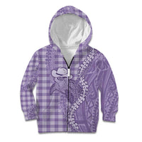 Purple Hawaii Palaka Cowboy Turtle Kid Hoodie Hawaiian Paniolo Puakenikeni Maile Lei - Polynesian Pride
