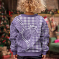 Purple Hawaii Palaka Cowboy Turtle Kid Ugly Christmas Sweater Hawaiian Paniolo Puakenikeni Maile Lei - Polynesian Pride