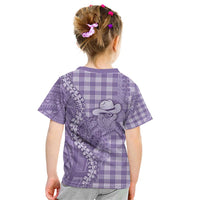 Purple Hawaii Palaka Cowboy Turtle Kid T Shirt Hawaiian Paniolo Puakenikeni Maile Lei - Polynesian Pride