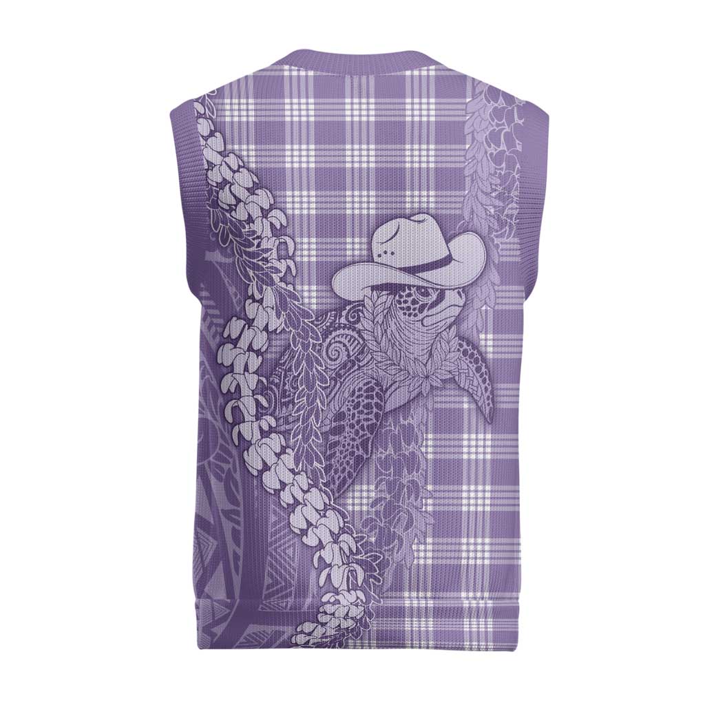 Purple Hawaii Palaka Cowboy Turtle Christmas Knitted V-Neck Vest Hawaiian Paniolo Puakenikeni Maile Lei DT05 - Polynesian Pride