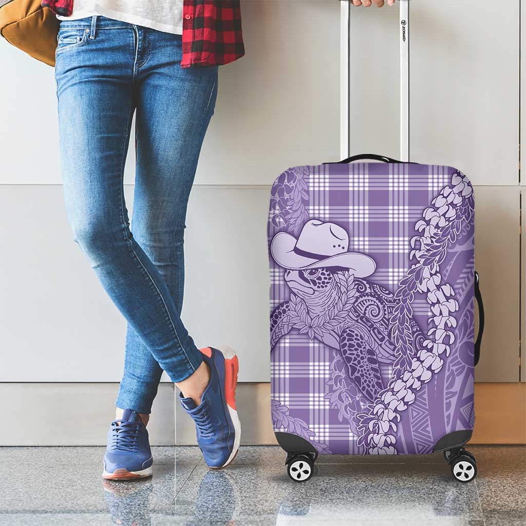 Purple Hawaii Palaka Cowboy Turtle Luggage Cover Hawaiian Paniolo Puakenikeni Maile Lei - Polynesian Pride