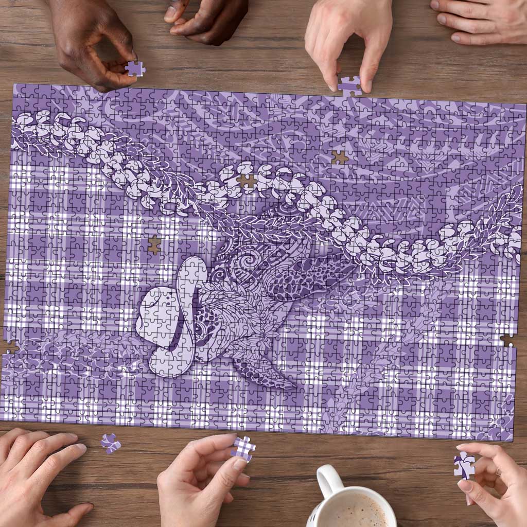 Purple Hawaii Palaka Cowboy Turtle Puzzle Hawaiian Paniolo Puakenikeni Maile Lei - Polynesian Pride
