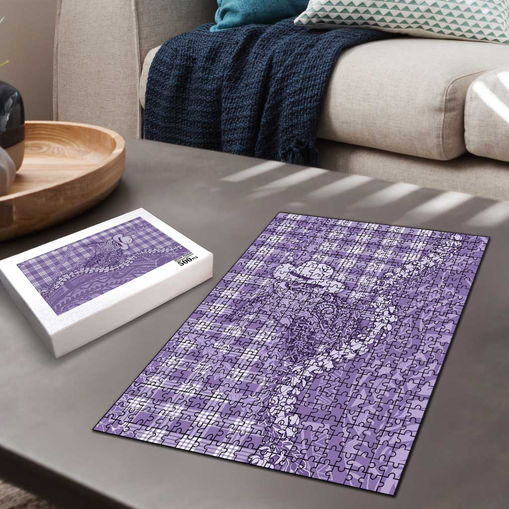 Purple Hawaii Palaka Cowboy Turtle Puzzle Hawaiian Paniolo Puakenikeni Maile Lei - Polynesian Pride