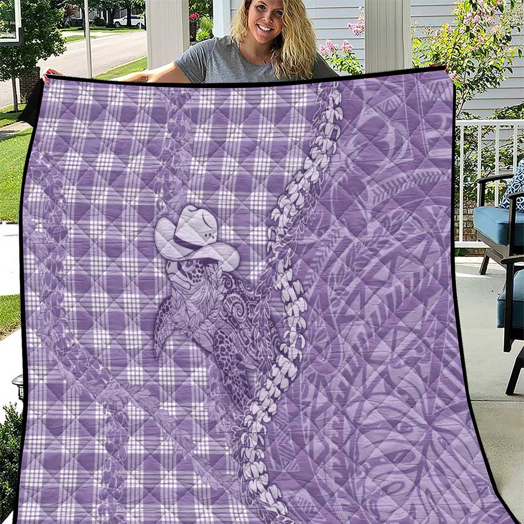 Purple Hawaii Palaka Cowboy Turtle Quilt Hawaiian Paniolo Puakenikeni Maile Lei - Polynesian Pride
