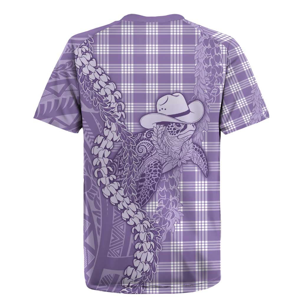 Purple Hawaii Palaka Cowboy Turtle Rugby Jersey Hawaiian Paniolo Puakenikeni Maile Lei - Polynesian Pride