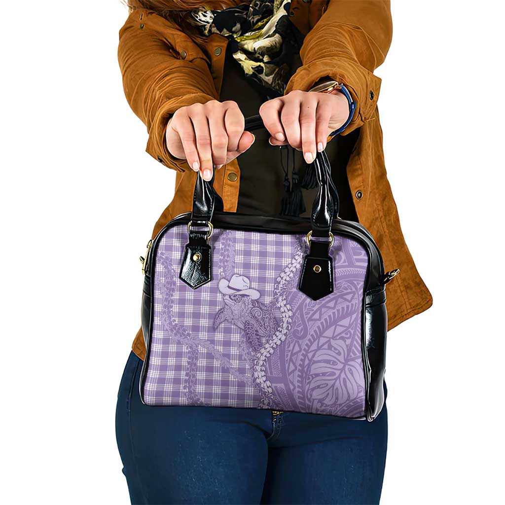 Purple Hawaii Palaka Cowboy Turtle Shoulder Handbag Hawaiian Paniolo Puakenikeni Maile Lei - Polynesian Pride