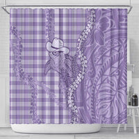 Purple Hawaii Palaka Cowboy Turtle Shower Curtain Hawaiian Paniolo Puakenikeni Maile Lei - Polynesian Pride