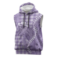 Purple Hawaii Palaka Cowboy Turtle Sleeveless Hoodie Hawaiian Paniolo Puakenikeni Maile Lei - Polynesian Pride