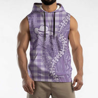 Purple Hawaii Palaka Cowboy Turtle Sleeveless Hoodie Hawaiian Paniolo Puakenikeni Maile Lei - Polynesian Pride