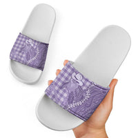 Purple Hawaii Palaka Cowboy Turtle Slide Sandals Hawaiian Paniolo Puakenikeni Maile Lei - Polynesian Pride