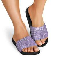 Purple Hawaii Palaka Cowboy Turtle Slide Sandals Hawaiian Paniolo Puakenikeni Maile Lei - Polynesian Pride