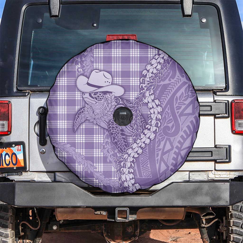 Purple Hawaii Palaka Cowboy Turtle Spare Tire Cover Hawaiian Paniolo Puakenikeni Maile Lei - Polynesian Pride