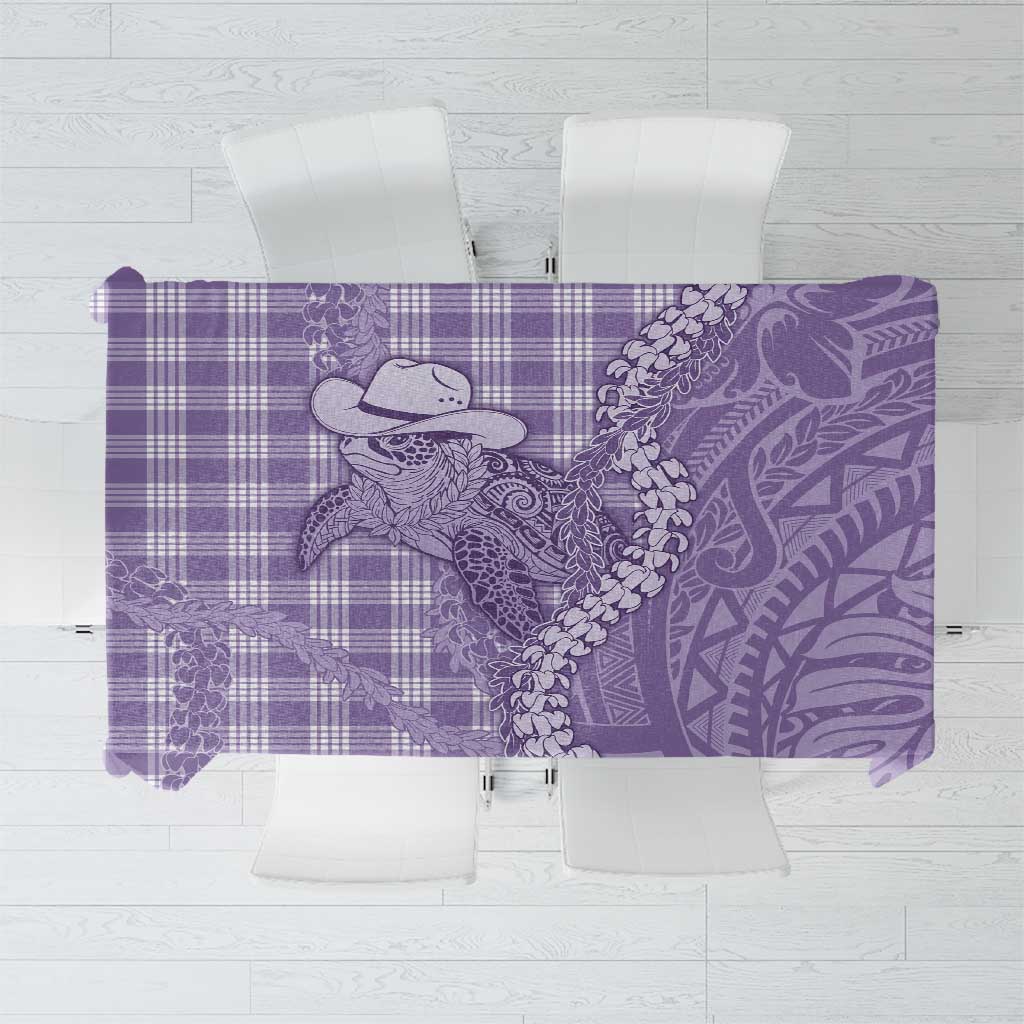 Purple Hawaii Palaka Cowboy Turtle Tablecloth Hawaiian Paniolo Puakenikeni Maile Lei - Polynesian Pride