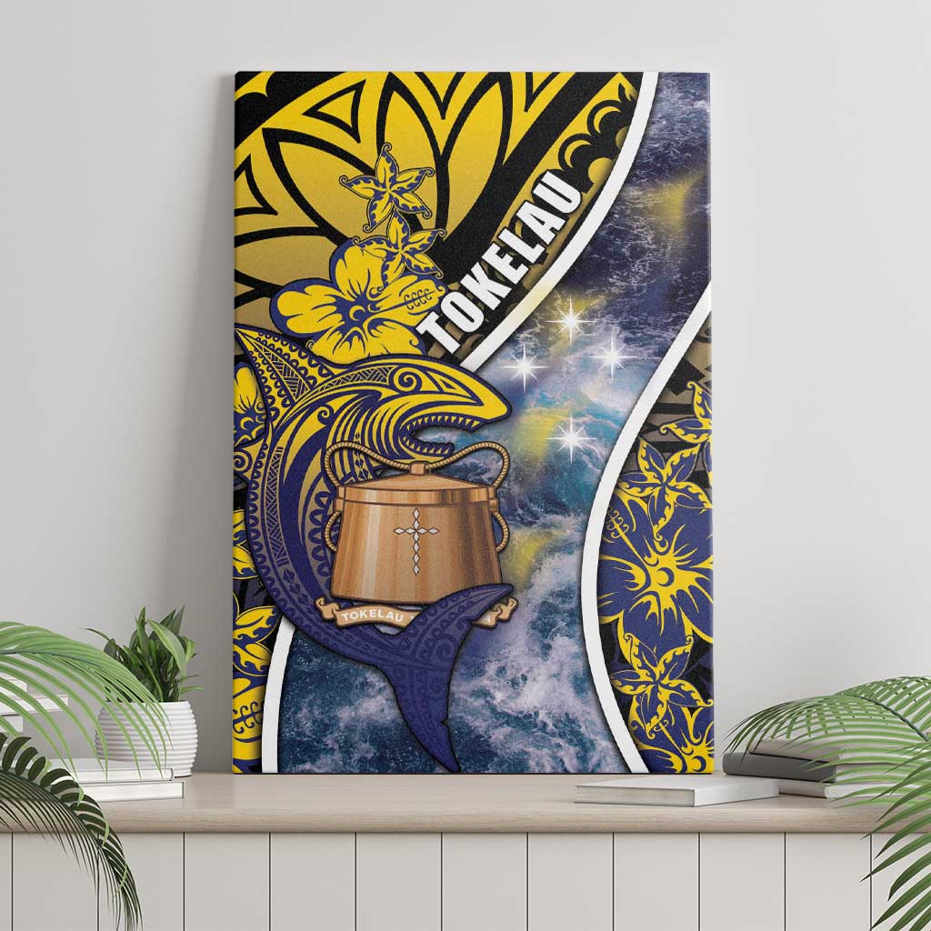 Tokelau Canvas Wall Art National Badge Waves Style