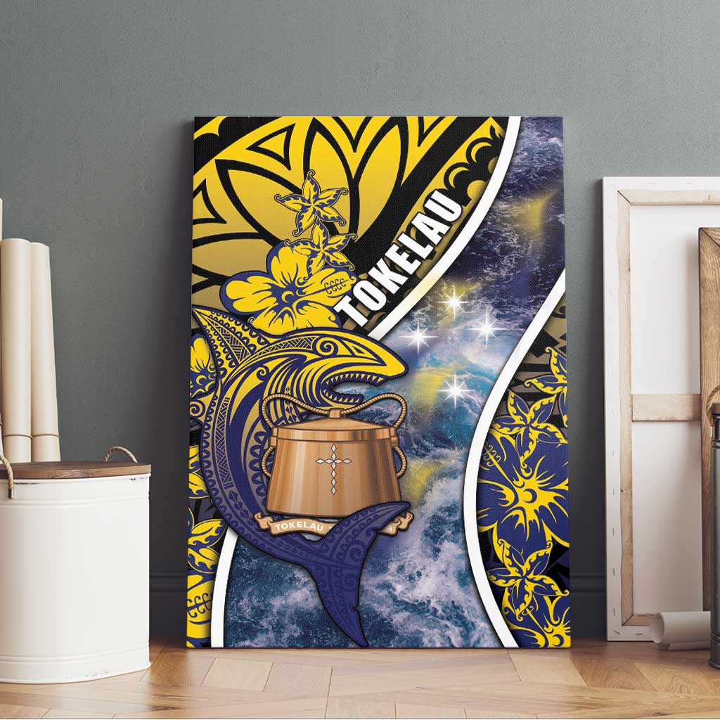 Tokelau Canvas Wall Art National Badge Waves Style