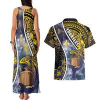 Personalised Tokelau Couples Matching Tank Maxi Dress and Hawaiian Shirt National Badge Waves Style