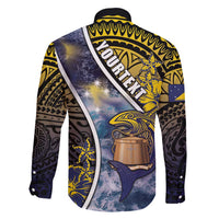 Personalised Tokelau Family Matching Long Sleeve Bodycon Dress and Hawaiian Shirt National Badge Waves Style