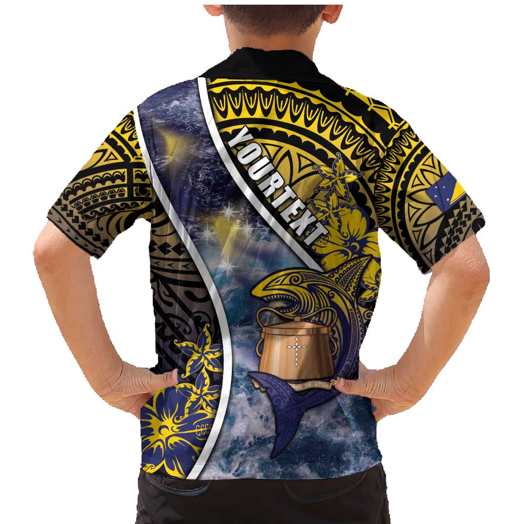 Personalised Tokelau Family Matching Mermaid Dress and Hawaiian Shirt National Badge Waves Style