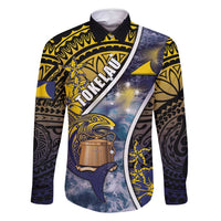 Personalised Tokelau Family Matching Off Shoulder Short Dress and Hawaiian Shirt National Badge Waves Style