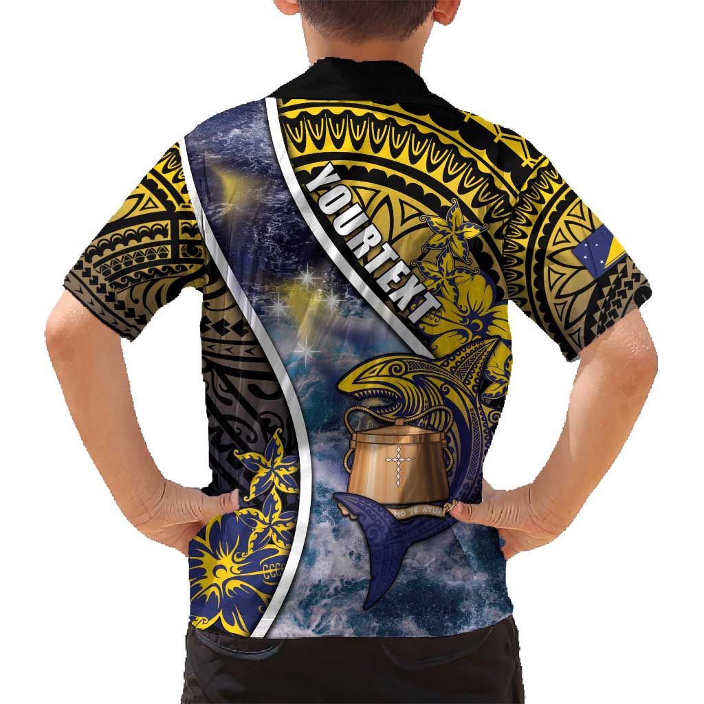 Personalised Tokelau Family Matching Puletasi and Hawaiian Shirt National Badge Waves Style