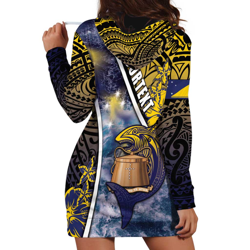 Personalised Tokelau Hoodie Dress National Badge Waves Style
