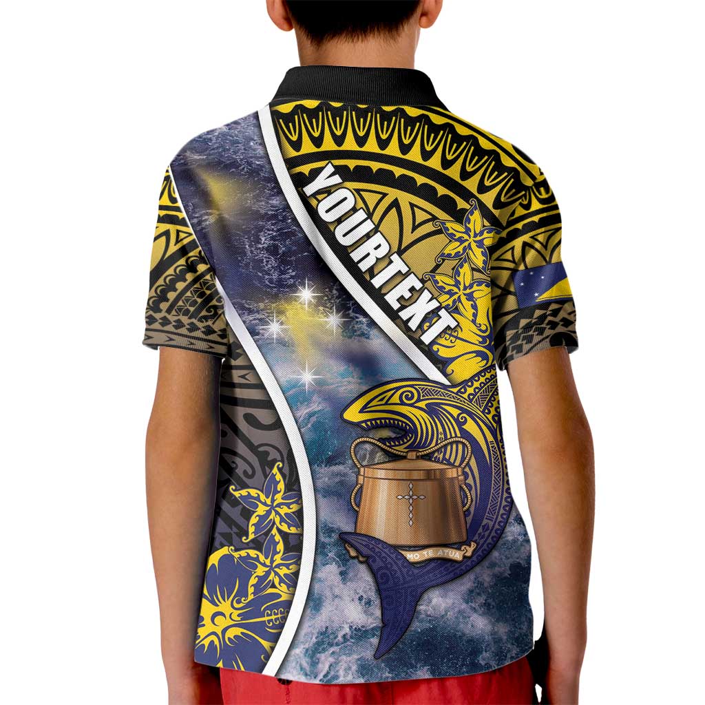 Personalised Tokelau Kid Polo Shirt National Badge Waves Style