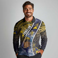 Personalised Tokelau Long Sleeve Polo Shirt National Badge Waves Style