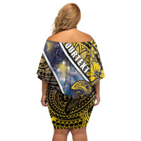 Personalised Tokelau Off Shoulder Short Dress National Badge Waves Style